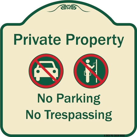 Designer Series-Private Property No Parking Or Trespassing With Symbols